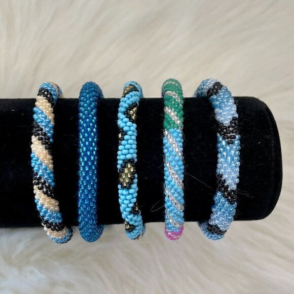 HAND CRAFTED in Nepal Beaded Bracelets (set of 5) #238 - Picture 4 of 5